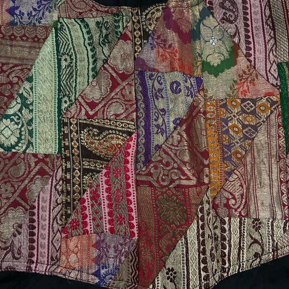 J.Peterman Company patchwork gypsy peasant full midi maxi dress Fits XS to Small - Picture 5 of 10